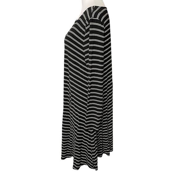 Old Navy Large Swing Dress Knit Long Sleeve Black Striped Rayon Stretch - Picture 6 of 7